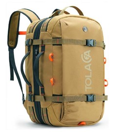 Tolaccea Travel Laptop Backpack Carry on Flight Approved, Large Personal Item Backpack Convertible Duffle Luggage Bag Daypack Business Rucksack Fits 15.6" Laptop for Men Women, 40L-55L Expandable - Color: Khaki