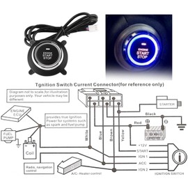 Push to Start Ignition Kit Smart RFID Push Button Engine Starter Kit, Keyless Enter Systems to One Touch Start Car, Botón de Encendido para Auto, Upgrades Key Start for Most DC12V Cars