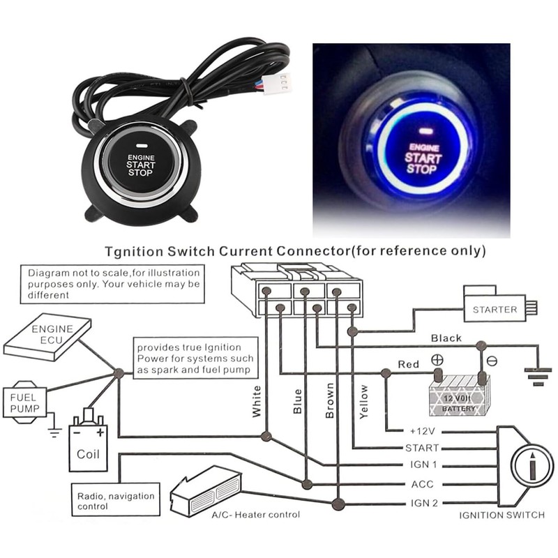 Push to Start Ignition Kit Smart RFID Push Button Engine