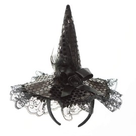 Halloween Decorations Witch Hat Headbands, Halloween Costumes for Women and Girls (Black)