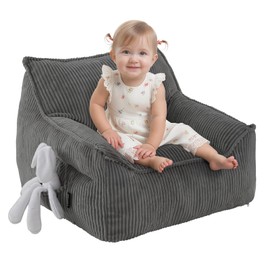 COMAX Kids Bean Bag Chair, Toddler BeanBag Sofa Chair Stuffed with Filler for Boys and Girls, Lazy Sofa Couch with Pocket for Playroom, Nursery Room, Dark Grey