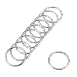 sourcing map 0.59"(15mm) Metal O Rings 1.6mm Thick Non-Welded Ring for Straps Bags Decoration Hardware DIY Silver Tone 30pcs