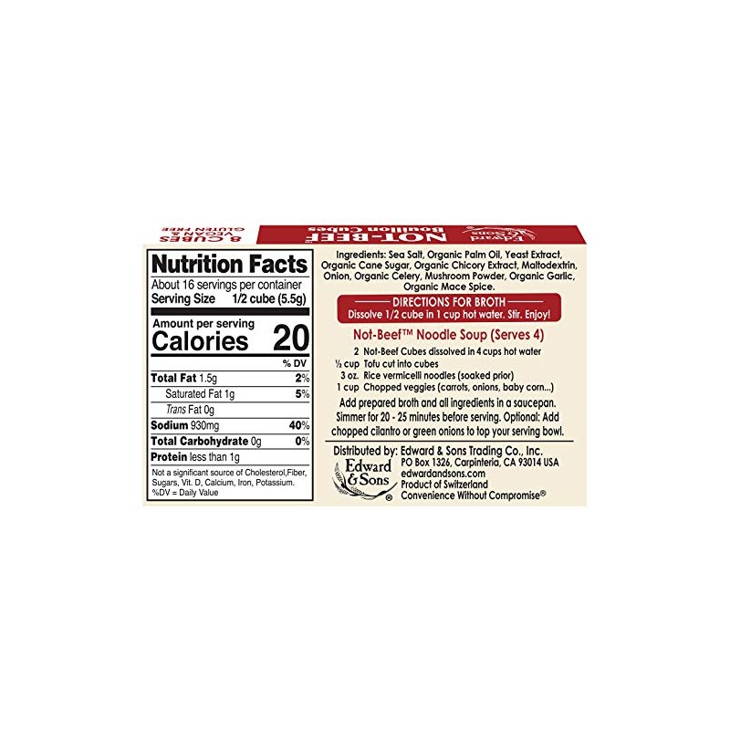 Edward & Sons Bouillon Cubes, 3.1 Boxes, Not-Beef 3.1 Ounce