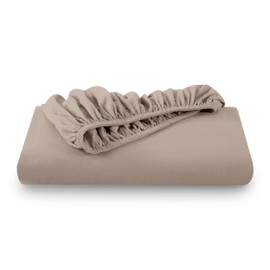 Bare Home Flannel Fitted Bottom Sheet 100% Cotton, Velvety Soft Heavyweight - Double Brushed Flannel - Deep Pocket (King, Taupe)