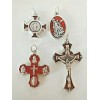Catholic Lot Medals Red Enamel St Benedict Michael Four Way