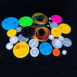 46PCS Belt Pulley Set Plastic Belt Pulley with Rubber Band for RC Car Truck Robot DIY Model Toy Accessories