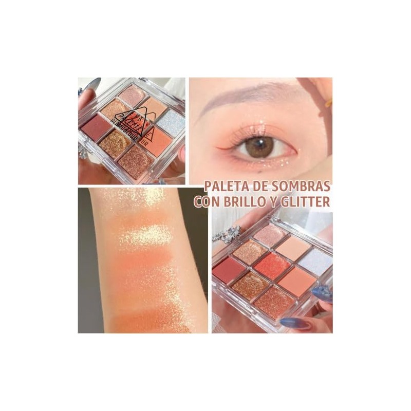 Paleta de Sombra de Ojos 9 Colores - NacaradaBrilloMate, 1