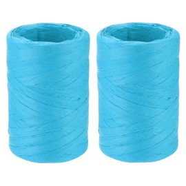 MECCANIXITY 2 Rolls Raffia Paper Ribbon Bulk,1/4 Inch Wide 110 Yards Lake Blue Twine String Paper Yarn for DIY Craft Weaving, Decoration, Gift Wrapping