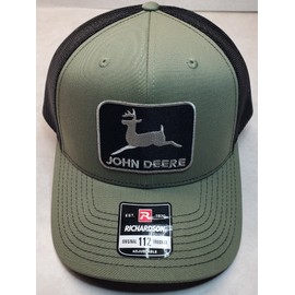Richardson John Deere Black Patch on  Richardson 112 Trucker Hat Snapback Loden/Black