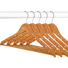 Cinnvoice 5 Pcs Wood Bridal Dress Hanger Wooden Pearl Wedding Dress Bridal Hanger with Pearl Brown Wooden Wedding Party Gift