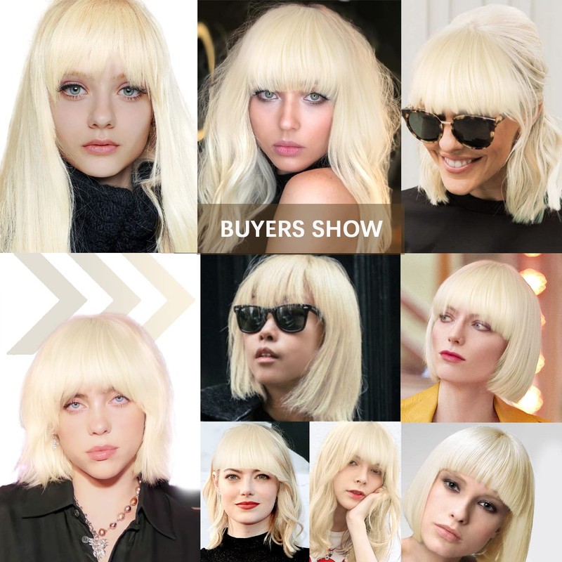 XRACEPHOL Blonde Bangs Clip in Thick Natural Full Front Neat