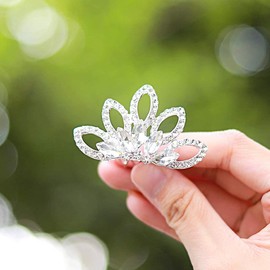 Yean - Tiara de novia con peine para el pelo, diseño de princesa, ideal como regalo de cumpleaños para niñas, Plateado, Free Size