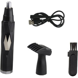 Recortador de Vello Nasal Eléctrico Portátil para Hombres ABS Negro Recortador de Nariz Eléctrico, Cabezal Giratorio 360°, Cuchillas Precisas, Dc 5v 2W AAA350mAh 1. 2v