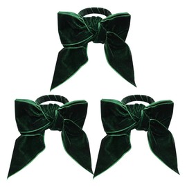 FSSTUD 3 Pcs Bow Napkin Holder Rings Christmas Table Napkin Rings Velvet Bowknot Napkin Rings Anniversary Dinner Napkin Holders Xmas Napkin Holder Buckle for Tableware Decoration Green