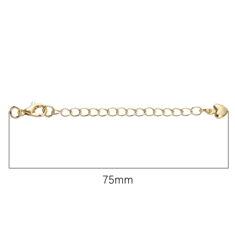 BEADIA 14K Gold Plated Extender Chains 75mm 20pcs Smooth Heart