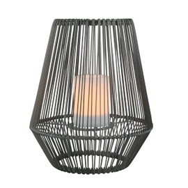 Reality Leuchten Mineros R55256111 Solar LED Outdoor Table Light Plastic Black LED with Flame Effect Twilight Sensor Height 30 cm