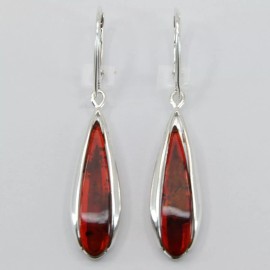 Amber America Genuine Brown / Cognac BALTIC AMBER Earrings 925 STERLING SILVER Leverback #1504