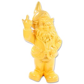 STONE-LITE Figurine - garden gnome giving the finger - 20cm - yellow - funny present