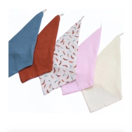 SolBabe Washcloths 100% Cotton Natural Muslin Gentle Soft 12"x12" 5 Count Boho