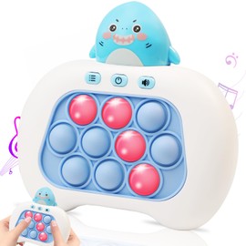 Fast Push Game Pop Toy - Electronic Quick Push Bubble Sensory Fidget Toys Light up Handheld Games with Music, Birthday Toys for Kids Teens Adults Boy Girls (Shark)