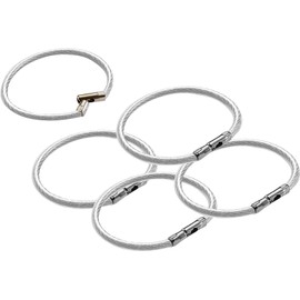 Lucky Line 5" Flex-O-Loc Cable Key Ring, Galvanized Steel, Corrosion-Resistant, Clear, 5 Pack (7111005)