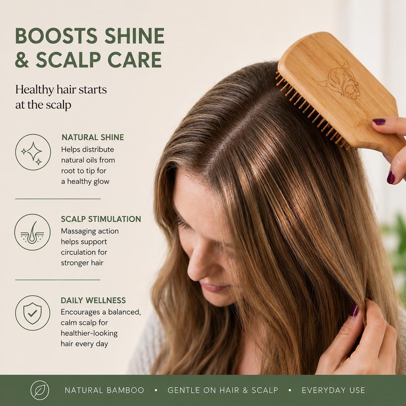 Moo & Yoo Bamboo Paddle Hair Brush | Gentle Detangling