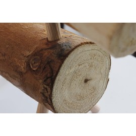 Marco Paul Interiors ® Christmas Log Wooden Reindeer Ornaments Home Decor Traditional Free Standing Figurines Rudolph Festive Family Figure Garden Decorations Outdoor Xmas Deer Stag - Set of 3