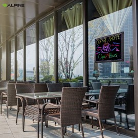 Alpine LED Message Writing Board - 20" X 28" Illuminated Dry Erase Board with 48 Different Flashing Styles & Fluorescent Markers, Perfect for Restaurants, Schools & Retail Stores
