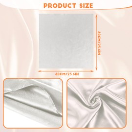 simarro Women Silk Feeling Scarf, 23.5 Inch Satin Head Scarves Fashion Square Scarfs Breathable Soft Handbag Accessories (White)