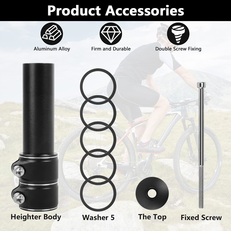 Bike Stem Riser Adjustable Bicycle Handlebar Extender Increases Bar Height