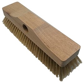 Brass and wood replacement brush 30 x 7 cm with hole.