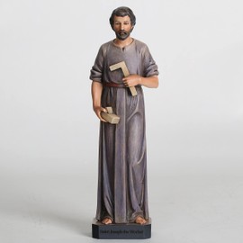 BC Catholic Saint Joseph Statue The Worker, decoración católica para interiores, regalos religiosos para días laborales 11 pulgadas de alto, pintado a mano por Buildclassic