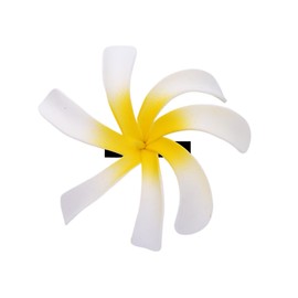 6pcs 3.5" Women's Fashion Hawaiian Tiare Flower Foam Hair Clip, 90mm Fashion Headpiece (White/Yellow)