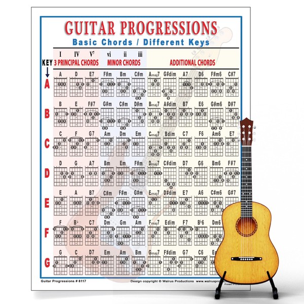 Walrus Productions Mini Guitar Chord Chart Poster - Laminated Guitar