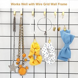 Coideal Stainless Steel Clips, Hangers, Hooks for Curtains, String Party Lights, Home Decoration, Photos, Arts and Crafts Display or as an Accessory for Outdoor Activities, Gold, 25 mm