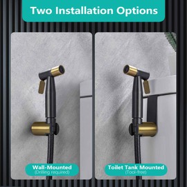 BARROCK Handheld Bidet Sprayer for Toilet, Stainless Steel Metal Made Baby Cloth Diaper Spraying Kit, Bathroom Toilet Bidet Attachment Set for Bathing Pets and Feminine Washing,Matte Black and Gold