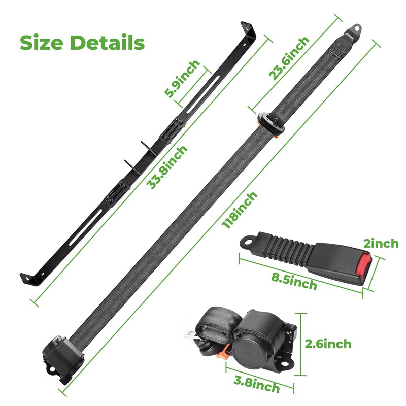 10L0L 3 Point Golf Cart Seat Belt Bracket Kit for
