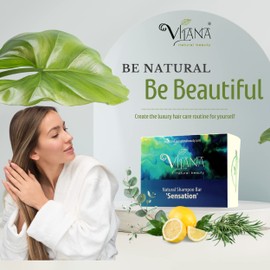 Sensation Natural Shampoo Bar 70g by Vilana | Tones the Scalp, Reduces Hair Loss, Restores Hair Shine & Smoothness | Sulphate Free Hair Shampoo Bar – Suitable for All Hair Types & Problematic Scalp