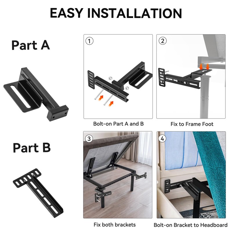 TOPTGO Headboard Bracket Kit for Adjustable Bed Base,Headboard Brackets for