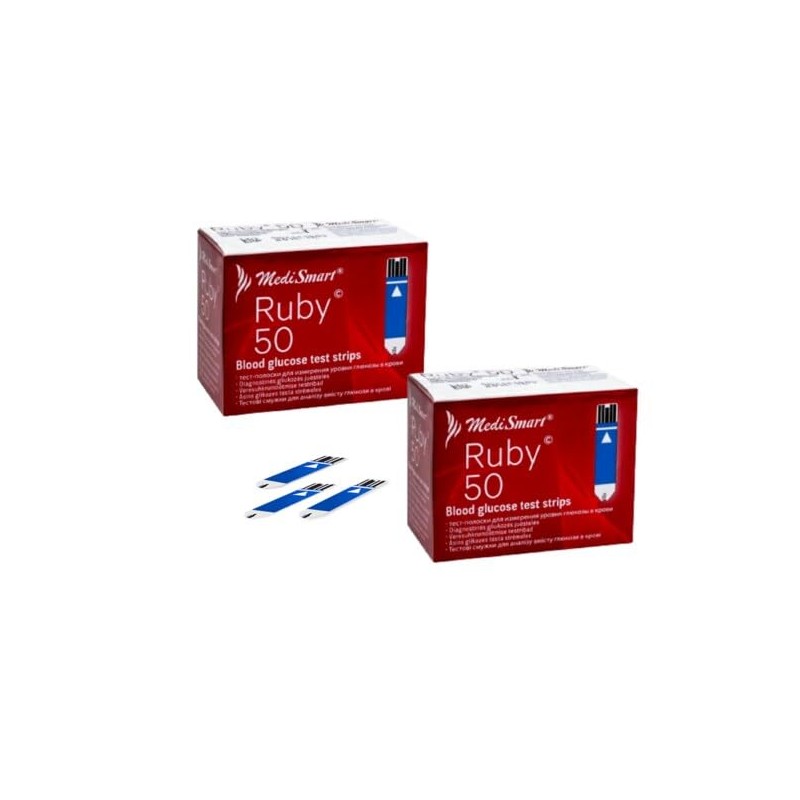 Tiras Reactivas para Glucómetro MediSmart Ruby Kit con 100 Piezas