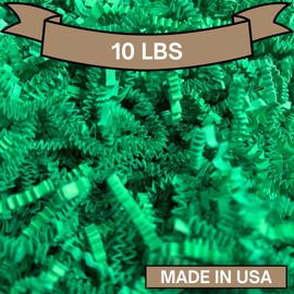 USA Made Crinkle Cut Paper Shred Filler Great for Shipping Packages, Gift Wrap, Basket Filling and All Other Occasions 10 LBS (Green)