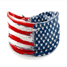 4 Pack July 4th Patriotic Headbands for Women - American Flag Star Spangled Banner Star Print Wide Bandana, Breathable Stretchy Non-Slip Hair Accessories for Yoga, Running, Party Celebrations