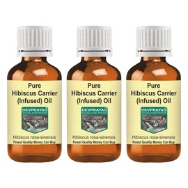 Devprayag Pure Hibiscus Carrier (Infused) Oil (Hibiscus rosa-sinensis) Natural Therapeutic Grade (Pack of Three) 100mlx3 (10 oz)