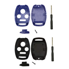 2 Pack Key Fob Shell Case Fit for Honda Accord Civic EX Pilot Keyless Entry Remote Key Housing Replacement with Free Screwdriver Casing Only (1 Black + 1 Blue)