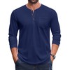 Cotrasen Mens Henley Long Sleeve Shirts Cotton Pocket Button T