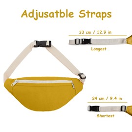 amokk Canvas Fanny Pack for Kids Crossbody Waist Bag for Unisex Toddler Boys Girls (Yellow)
