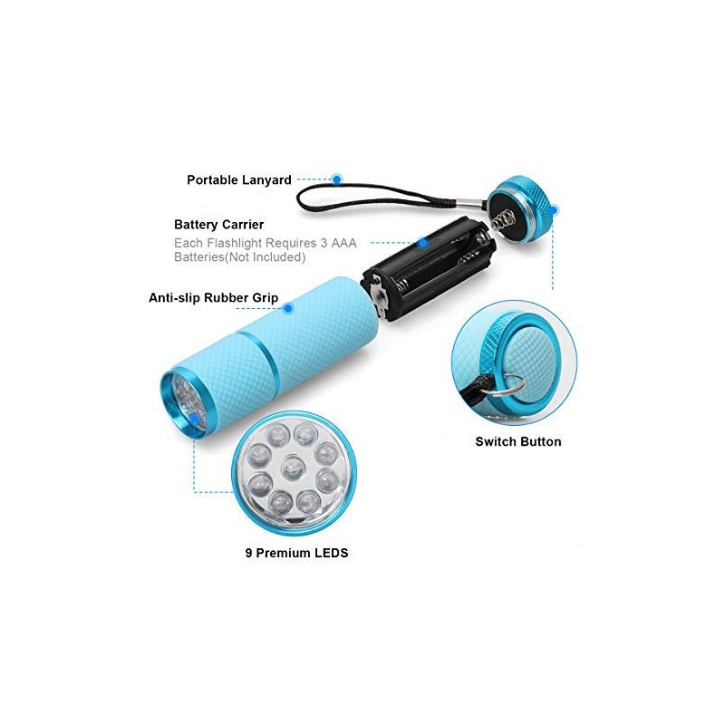 Coolrunner 3pcs LED Flashlight, Small Glow Flashlights with 9 LED