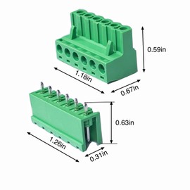 10 Set 6 Pin 5.08mm Pitch PCB Mount Screw Terminal Block Connector Male Female Straight Plug-in Phoenix Plug