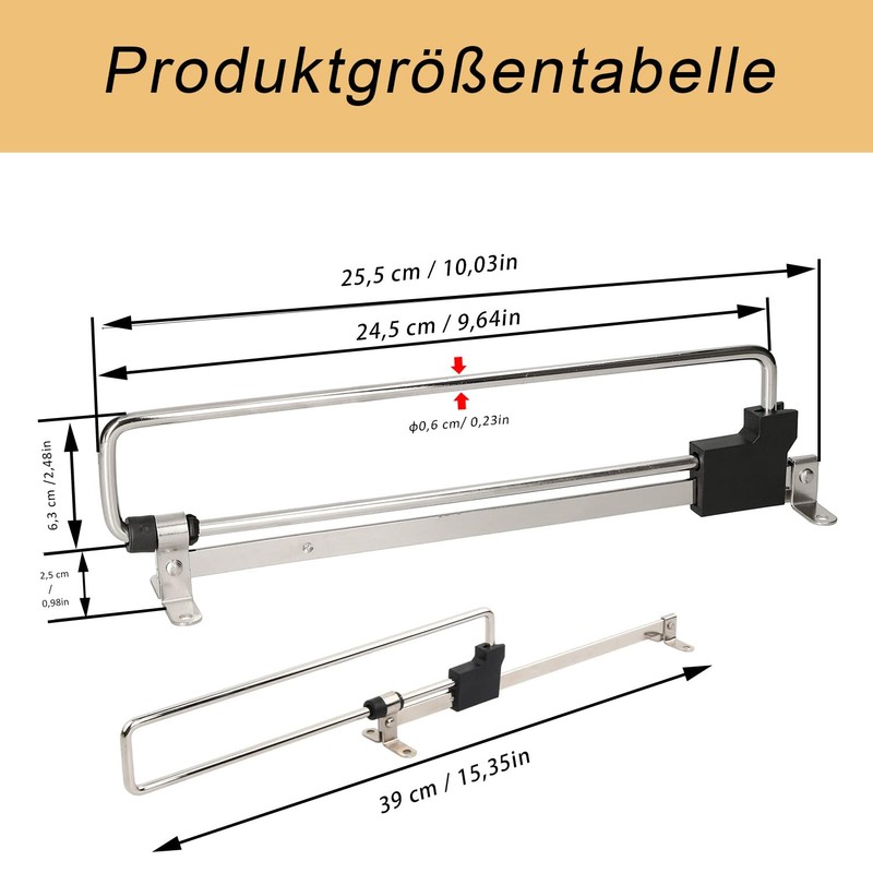 Extendable Clothes Rail, 25 cm Clothes Rail, Extendable Wardrobe Rail,