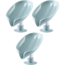 Audio Fan Soap Dish Soap Holder Soap Tray Water Flow Soap Dish Soap Tray Soap Rest Protective Kitchen Lavatory Tray Drain Function Soap Soap Soap Sponge Leaf Leaf Disassembly Light Green 3pcs